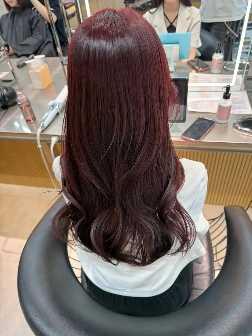 セミロング カラー レッドカラー レイヤーカット カット ヘアカラー トリートメント ✨レイヤー/韓国 /✨ヘア山下 遥のヘアスタイル