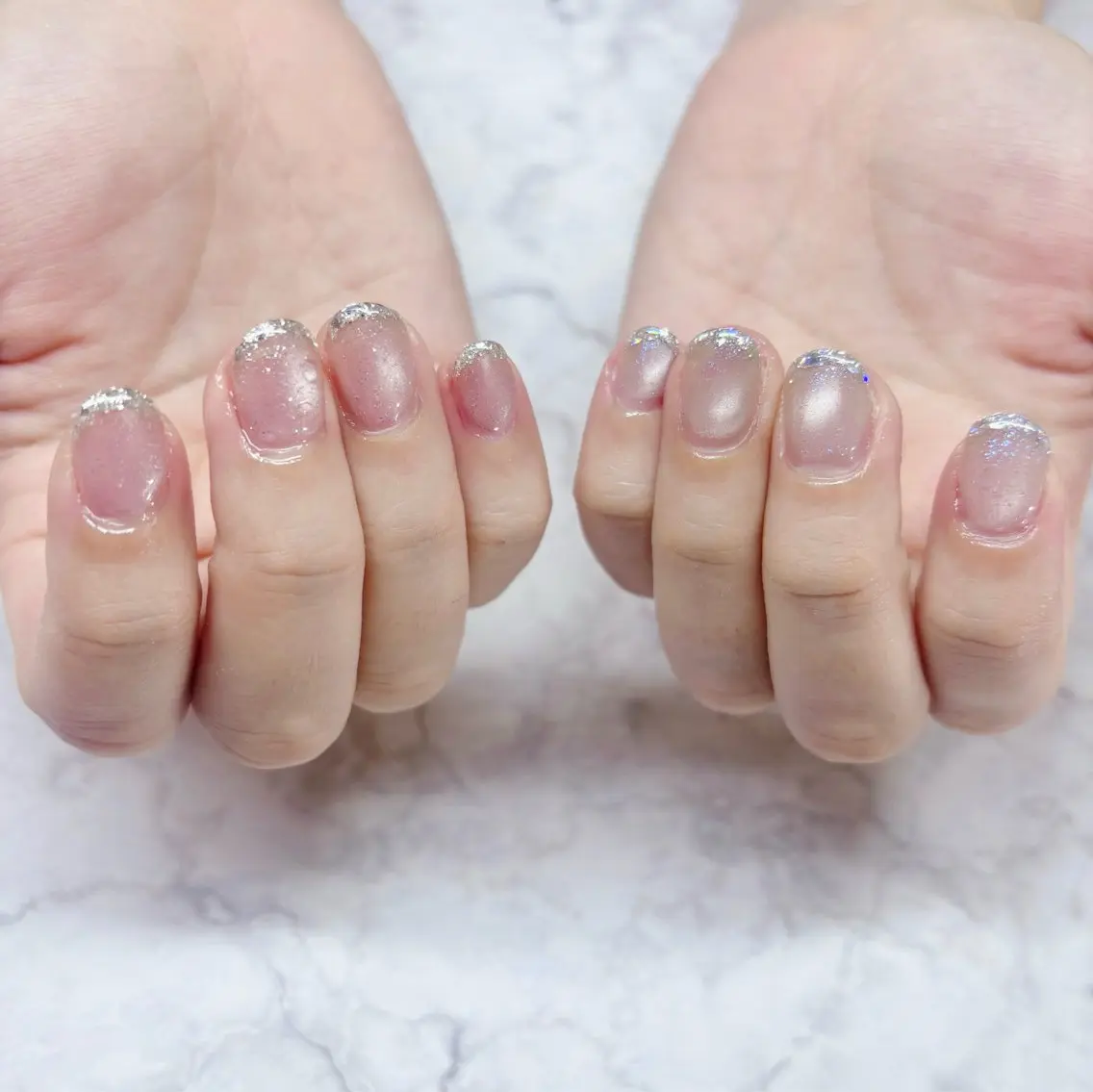 ネイル フレンチネイル ガラスフレンチ MYu Beauty Salon MAIのネイルデザイン