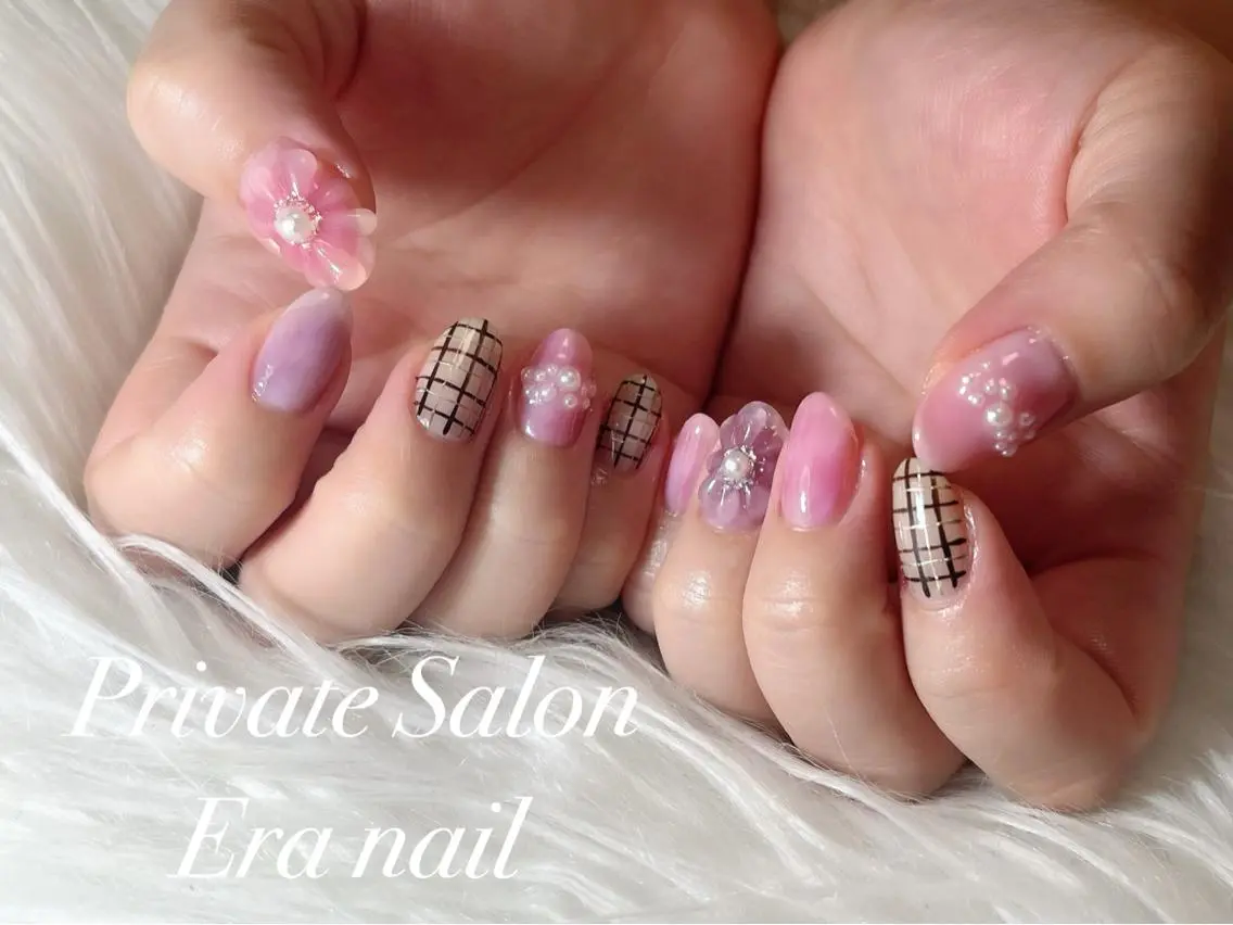 ネイル フラワーネイル ぷっくりネイル Era nailのネイルデザイン