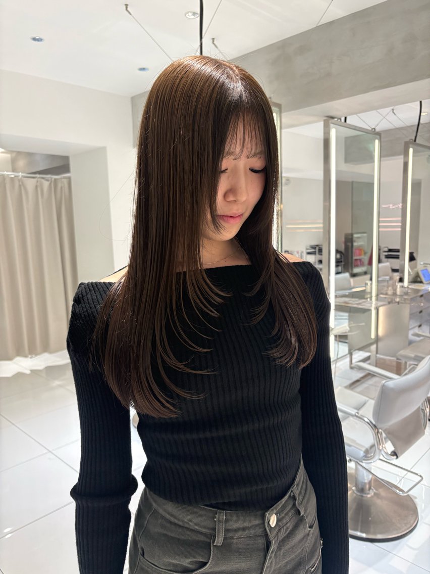 ロング カラー オリーブカラー カット ヘアカラー トリートメント 🌺momone /レイヤー🌺のヘアスタイル