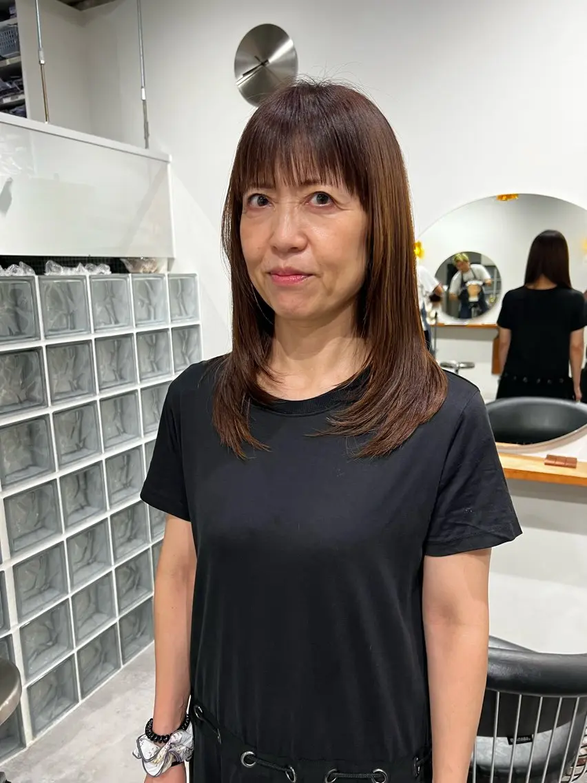 セミロング 顔周りカット カット 山本 麗のヘアスタイル