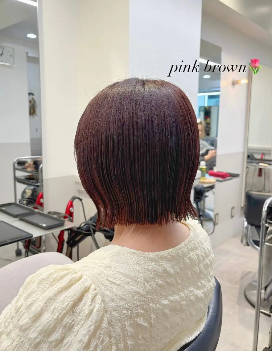 ミディアム カット ヘアカラー トリートメント 🎀クロスパーマ/ ボブ🎀MOMONAのヘアスタイル