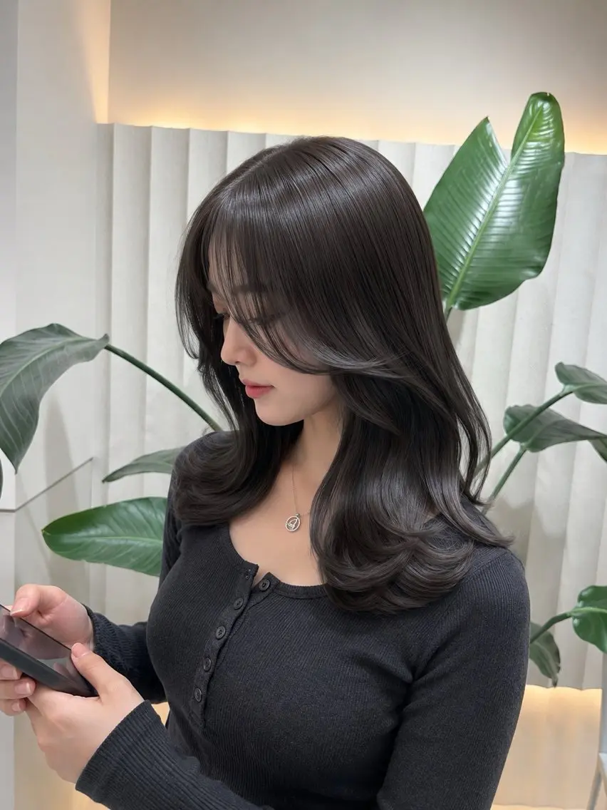 ロング カラー ヘアカラー トリートメント ラベンダー💜 グレージュ🩶のヘアスタイル