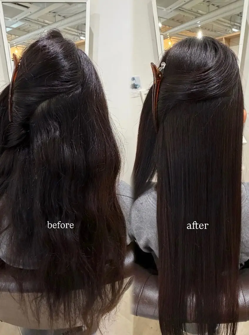 ロング 縮毛矯正 縮毛矯正 真銅 璃逗のヘアスタイル