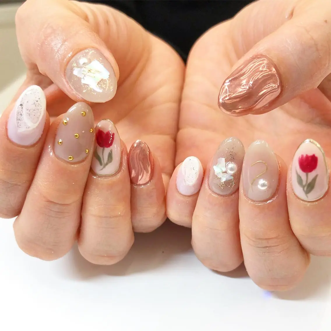 ネイル 春ネイル ハンドネイル フットネイル Minami 🍓のネイルデザイン