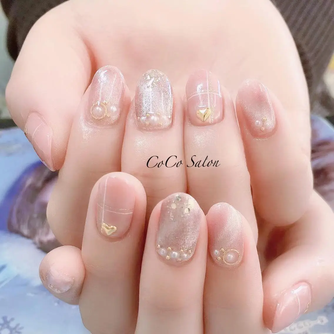 ネイル 長さ出し ジェルネイル グラデーション ハート ホログラムネイル ハンドネイル CoCoSalon ネイル/まつ毛予約のネイルデザイン
