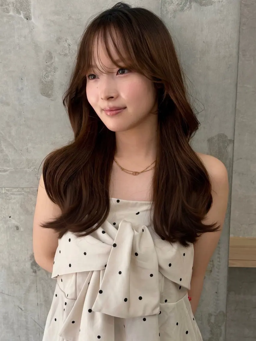 ロング チョコレートブラウン トリートメント めぐみ/レイヤー🤎 ブリーチなしカラーのヘアスタイル