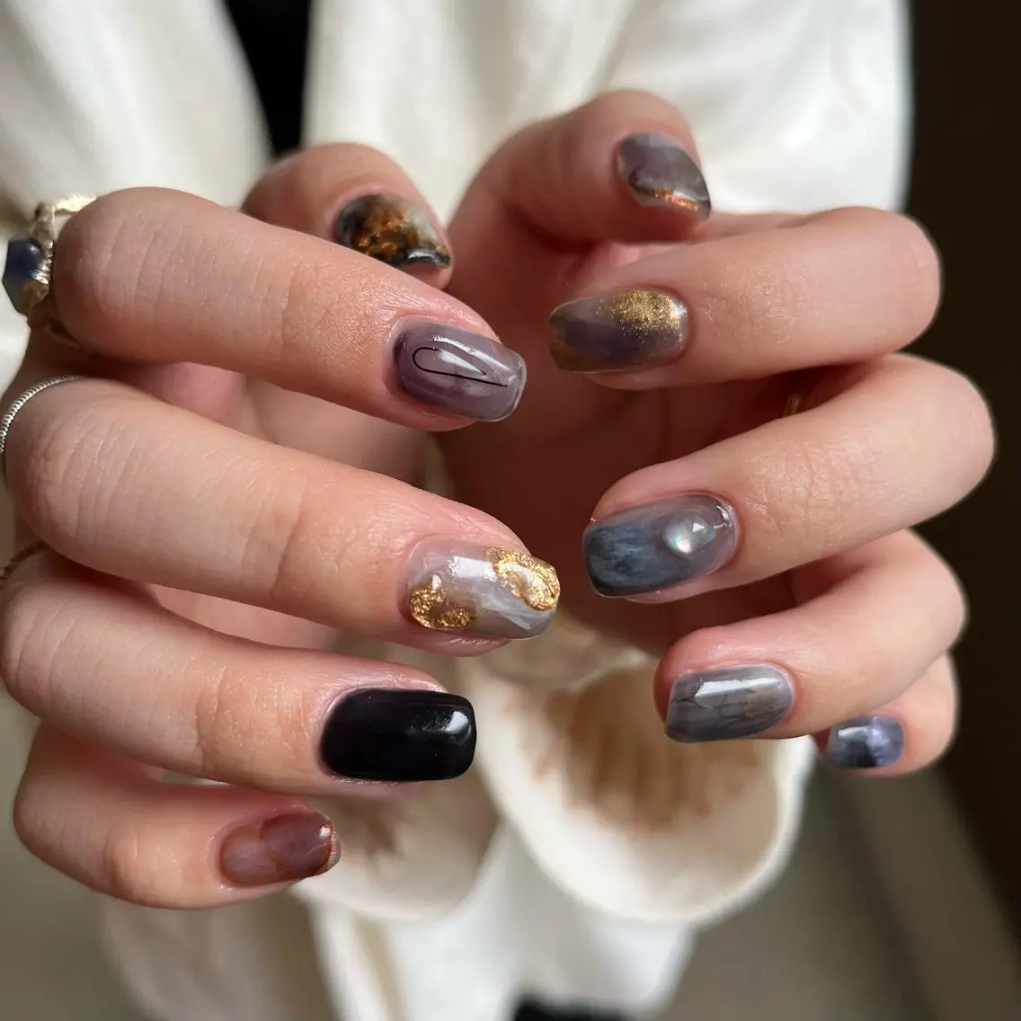 ネイル ブルー ハンドネイル vegh. nail/阿波座のネイルデザイン