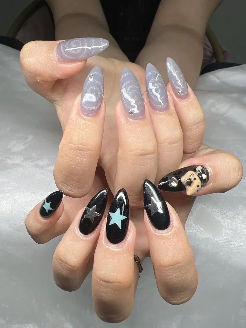 ネイル 長さ出し グラデーション キラキラネイル マグネットネイル ニュアンスネイル Lee Nails チップ長さだし専門店のネイルデザイン