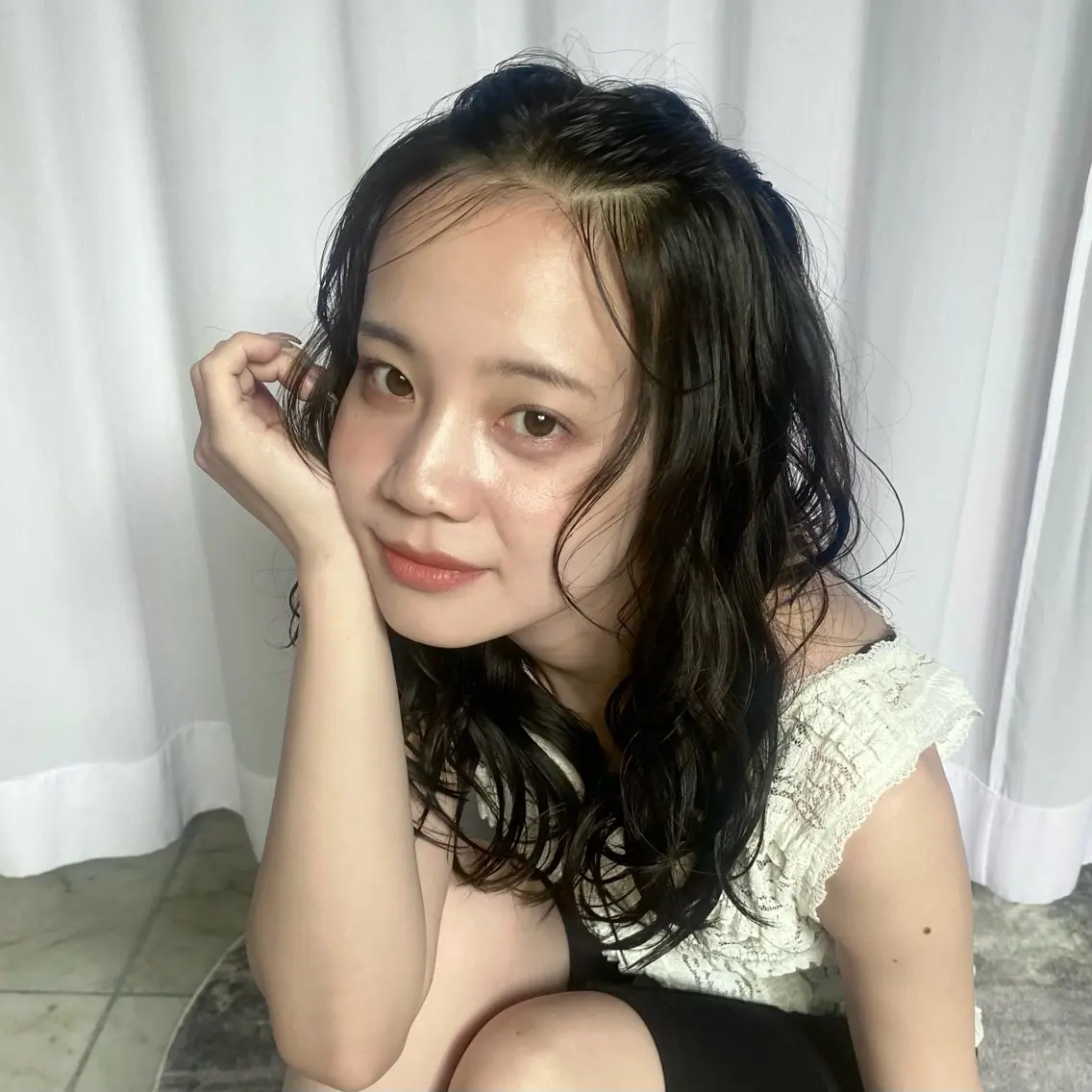 ミディアム カラー パーマ カット ヘアカラー Lidee neoのヘアスタイル