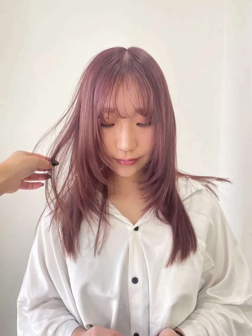 セミロング カラー ブリーチ ダブルカラー ピンクカラー HIBIKI/原宿 ハッシュカット🪄のヘアスタイル