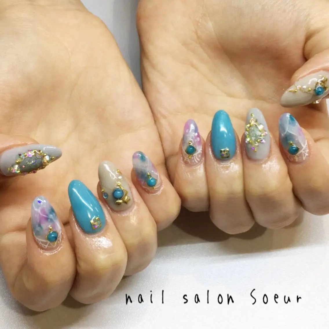 ネイル 大理石ネイル(マーブル) 持ち込み スカルプネイル ハンドネイル nail salon Soeurのネイルデザイン