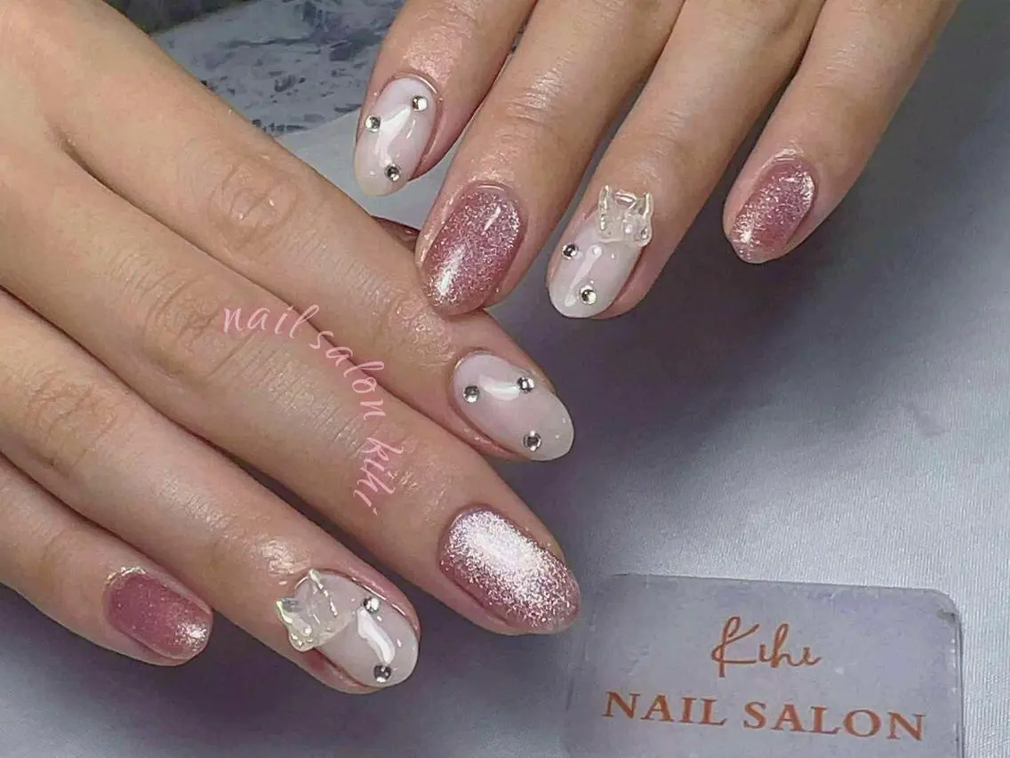 ネイル ハンドネイル フットネイル ユリ🎀長さだし/ パラジェル/持ち込みのネイルデザイン