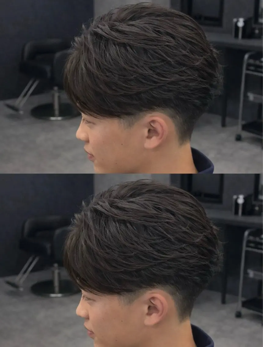 ミディアム カラー ヘアアレンジ メンズ ミディアムパーマ メンズパーマ メンズツイストパーマ 波巻きパーマ ツイストパーマ カット トリートメント ヘッドスパ ヘアセット フェザーパーマ💫 曲がる縮毛矯正／海斗のヘアスタイル