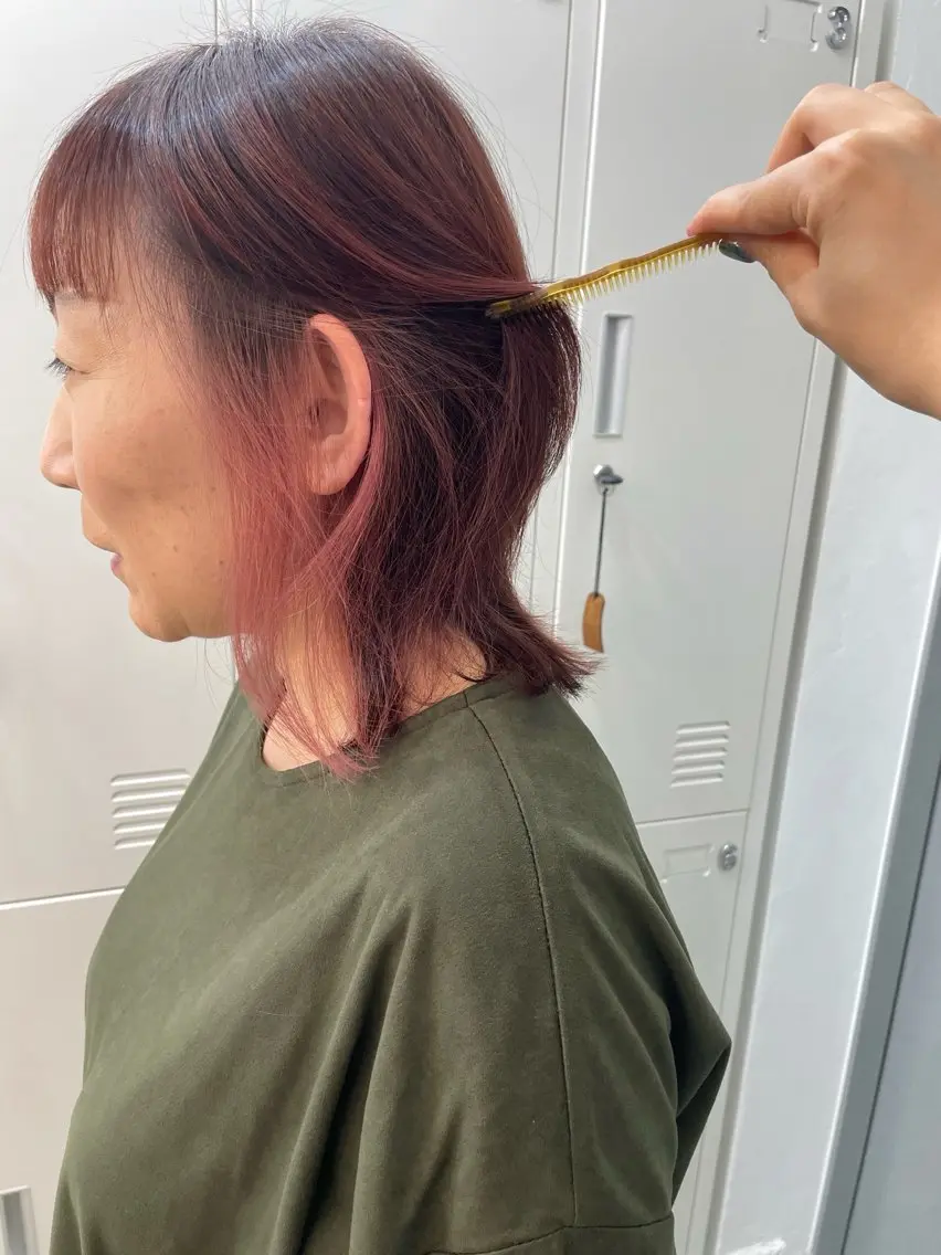 ミディアム カラー ピンクカラー ✨髪質改善✨原宿 えのもと　はなのヘアスタイル