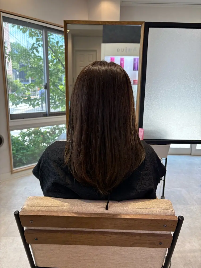 ミディアム カラー カット ヘアカラー 奥村 奈々加のヘアスタイル