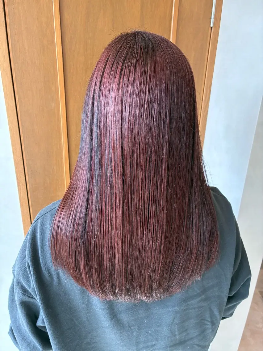 カラー ブリーチ ボルドーカラー ヘアカラー トリートメント 浜松/ヘッドスパ/ 大畑利奈のヘアスタイル