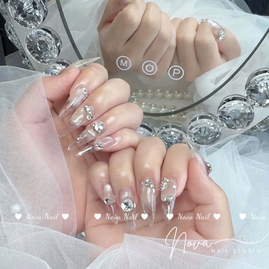ネイル アートネイル ジェルネイル キラキラネイル 韓国ネイル ロングネイル ハンドネイル ハンドケア Nova Nail _Shinsaiのネイルデザイン