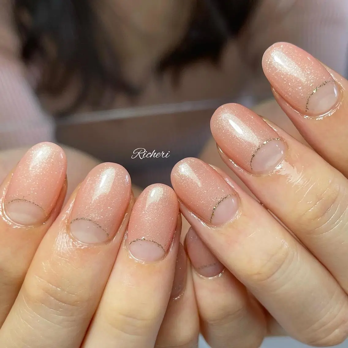 ミディアム ネイル 韓国風ヘア アートネイル フットネイル フレンチネイル ジェルネイル richeri beautyのその他イメージ