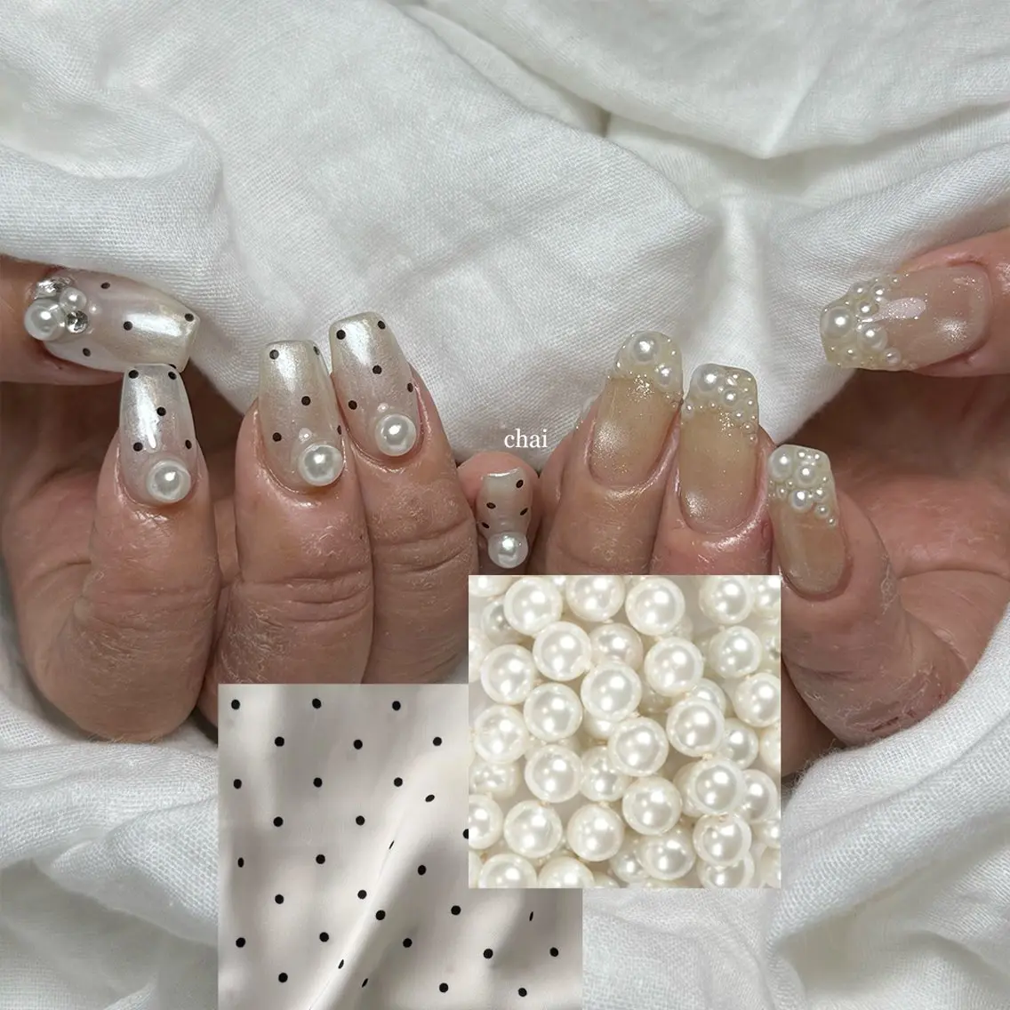 ネイル ドット フレンチネイル ハンドネイル chai nail +  eye📍鶴橋のネイルデザイン