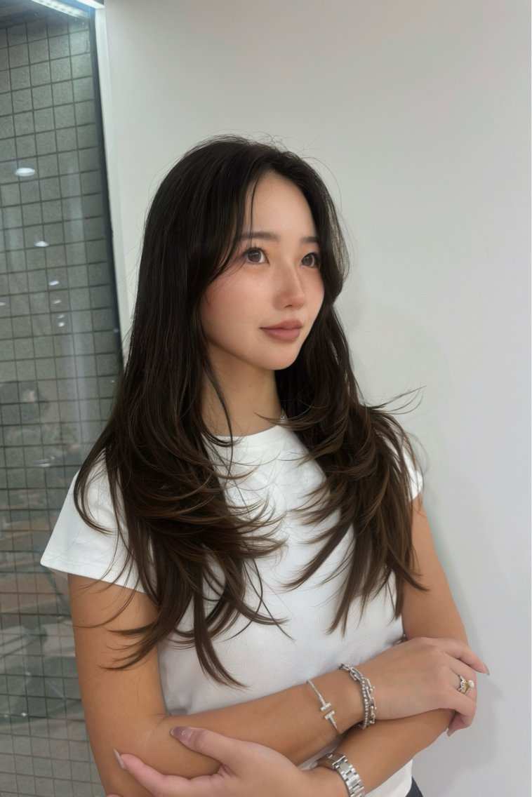 セミロング カット ヘアカラー ハイトーン/エクステ 🧸MOE🧸のヘアスタイル