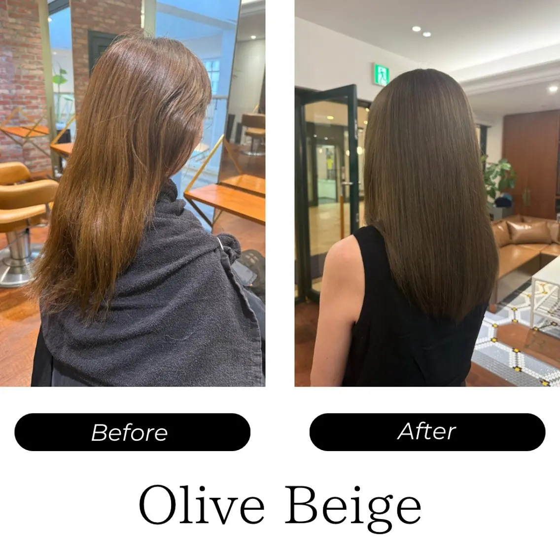 セミロング カラー ブリーチ ブリーチなしカラー オリーブカラー 髪質改善 トリートメント ヘアカラー 大前斗夢ショート /くびれカットのヘアスタイル