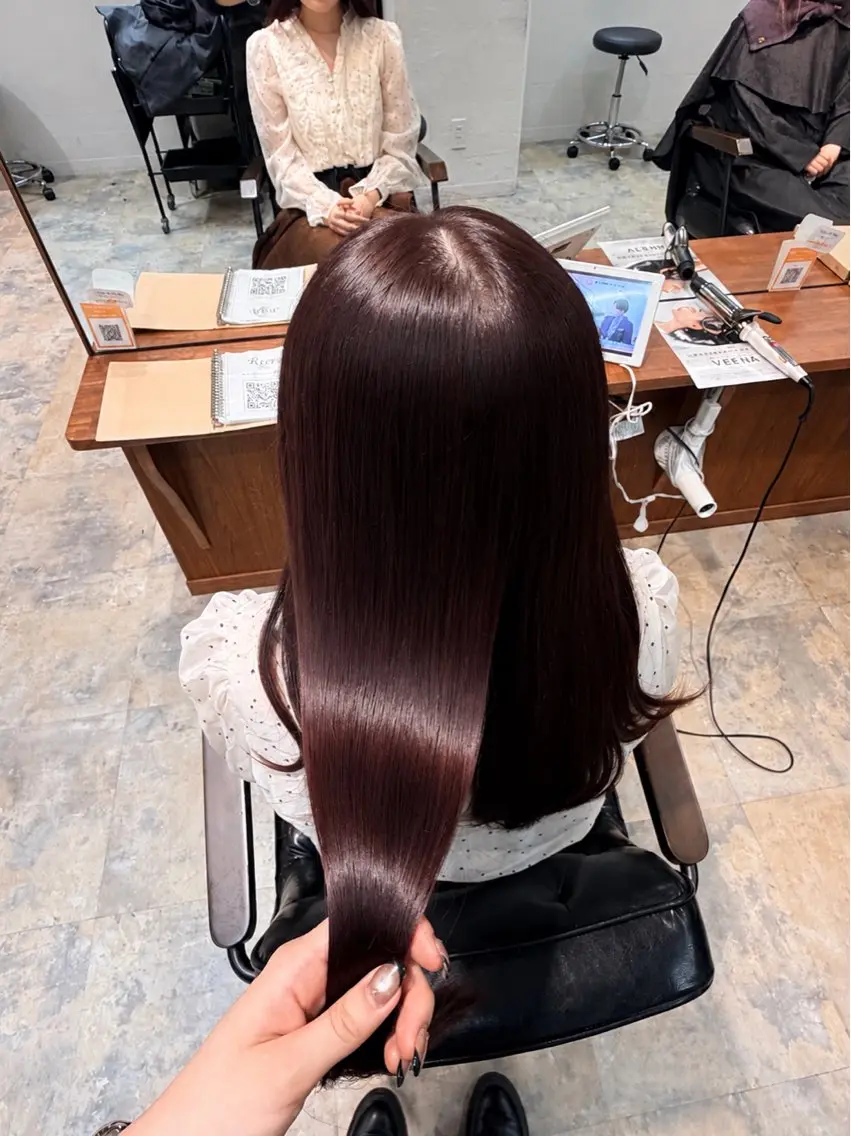 セミロング 🎀ブリーチなしカラ ー🎀韓国ヘアのヘアスタイル