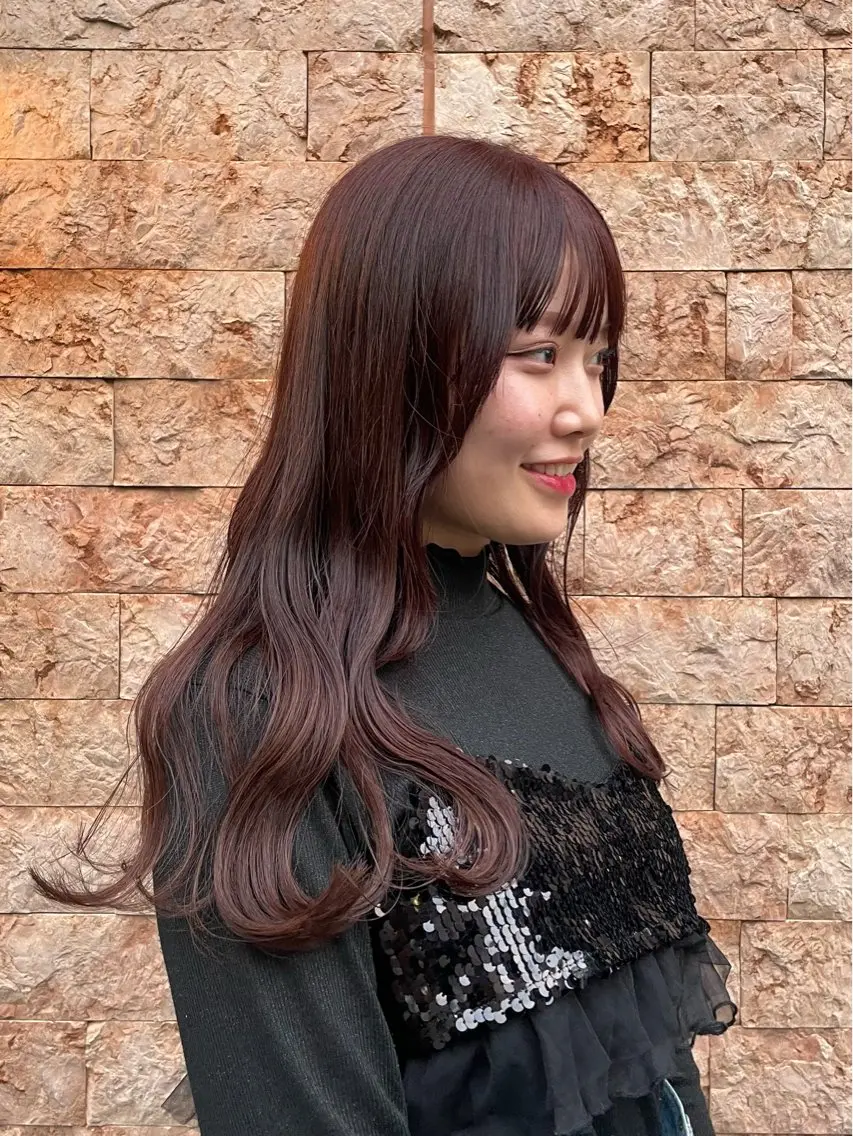 ロング ボブ ハイライト 髪質改善 韓国風ヘア ロング 河村 優花のヘアスタイル