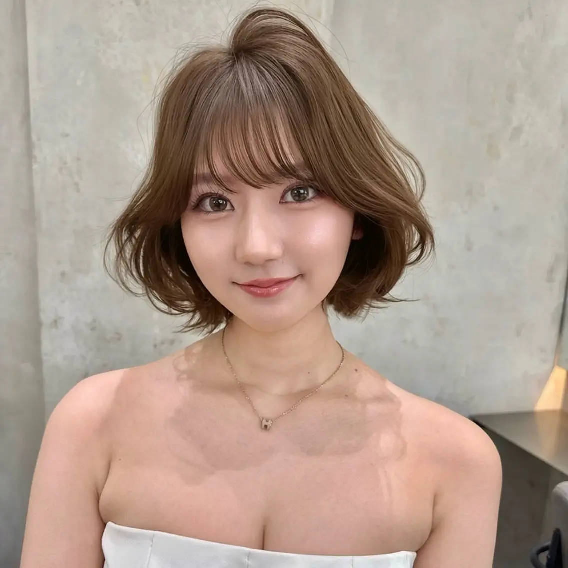 ミディアム カット トリートメント 本田 奈穂美のヘアスタイル