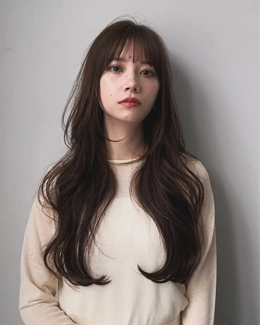 ロング カット ヘアカラー トリートメント レイヤー/顔周り カット/松岡 祥利のヘアスタイル