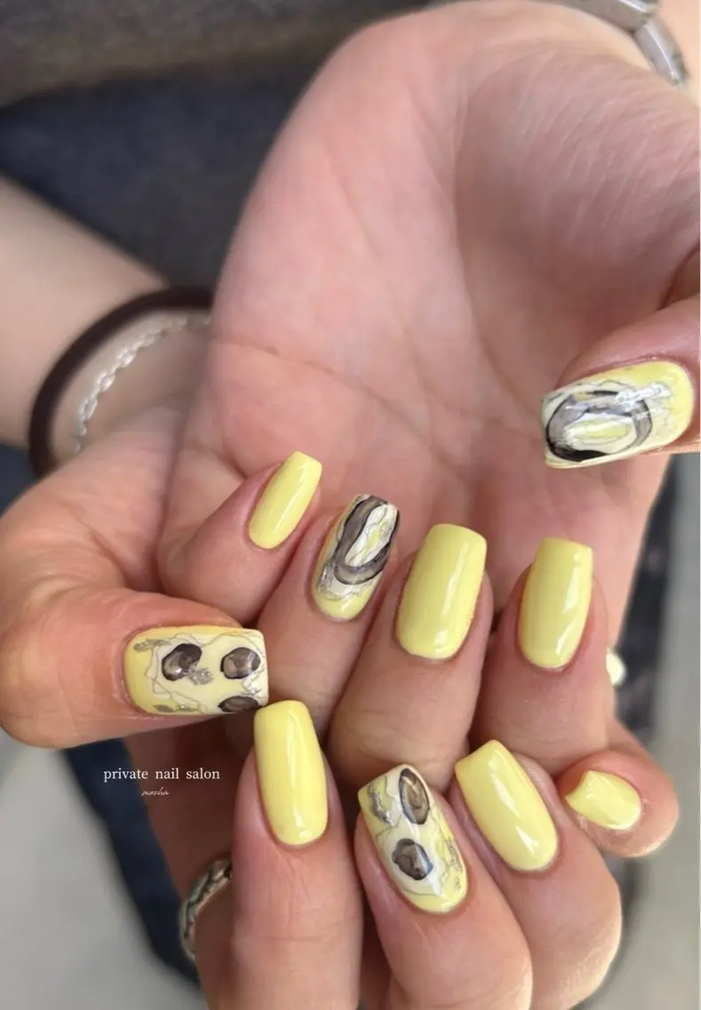 ネイル カジュアル フレンチネイル マグネットネイル ミラーネイル ニュアンスネイル ハンドネイル mocha nailのネイルデザイン