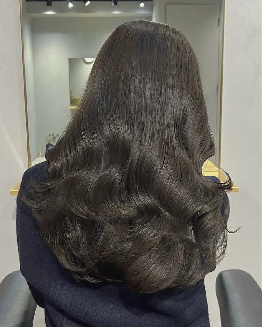 セミロング カラー カット ヘアカラー トリートメント akane/オリーブ /ボブパーマのヘアスタイル