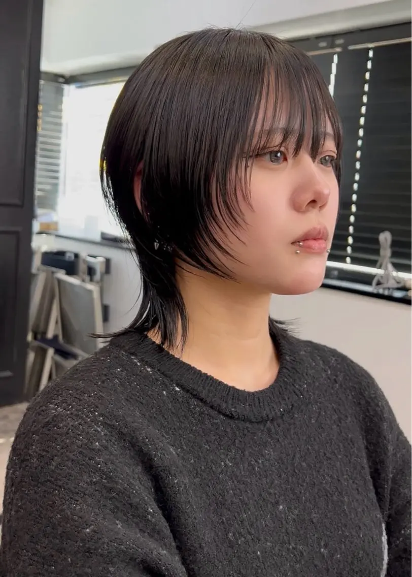 ショート ボブ 顔まわりレイヤー ハッシュカット 韓国風ヘア レイヤーカット カット 🐺ウルフカット特化 ショート募集/今川のヘアスタイル