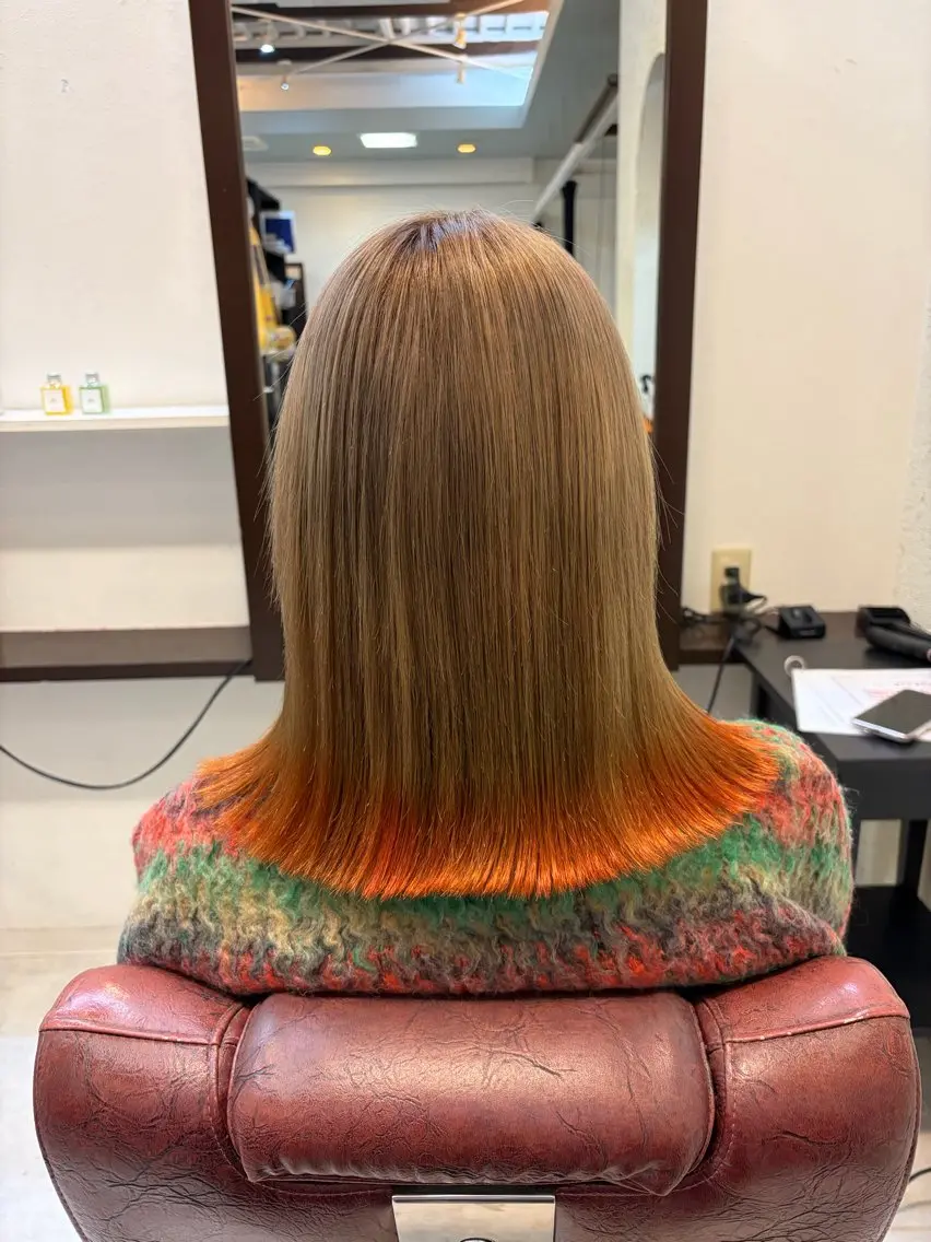 ミディアム カラー デザインカラー 吉岡 なみのヘアスタイル