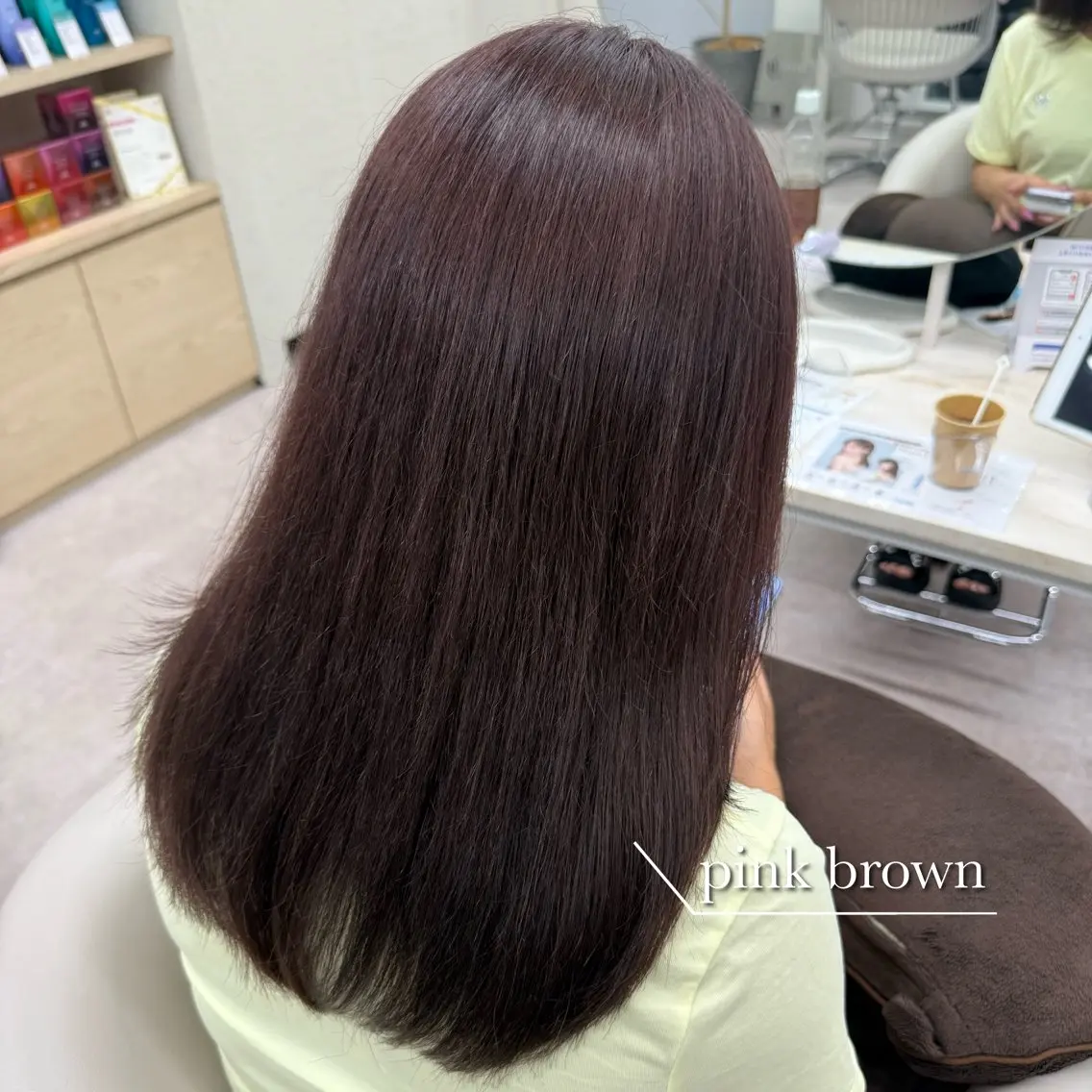 セミロング カラー ブラウンカラー ピンクカラー ピンクブラウン カット ヘアカラー トリートメント 美髪矯正/ベージュ カラー🧸綾里のヘアスタイル