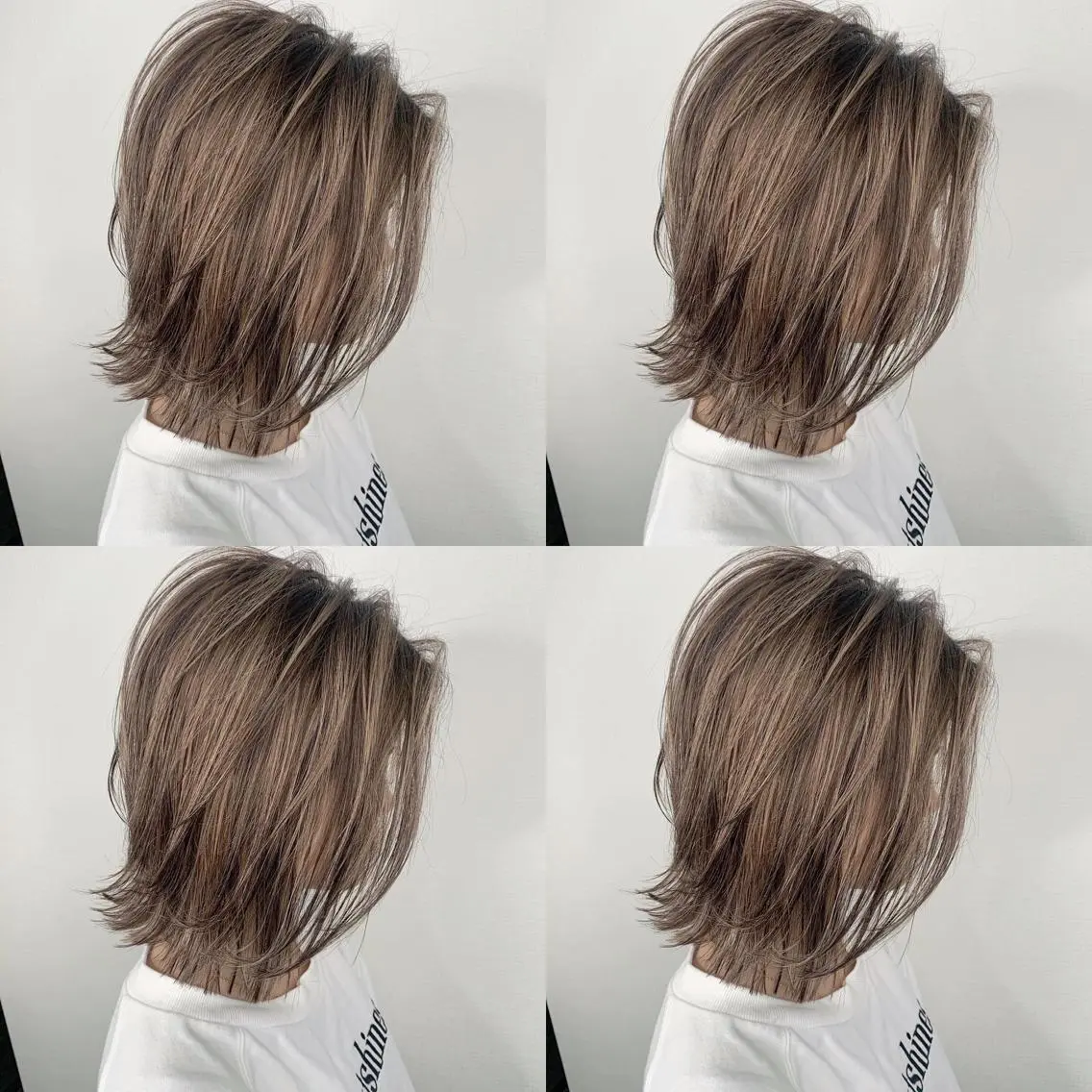 ミディアム ハイライト かきあげバング ヘアカラー 佐藤 香太のヘアスタイル