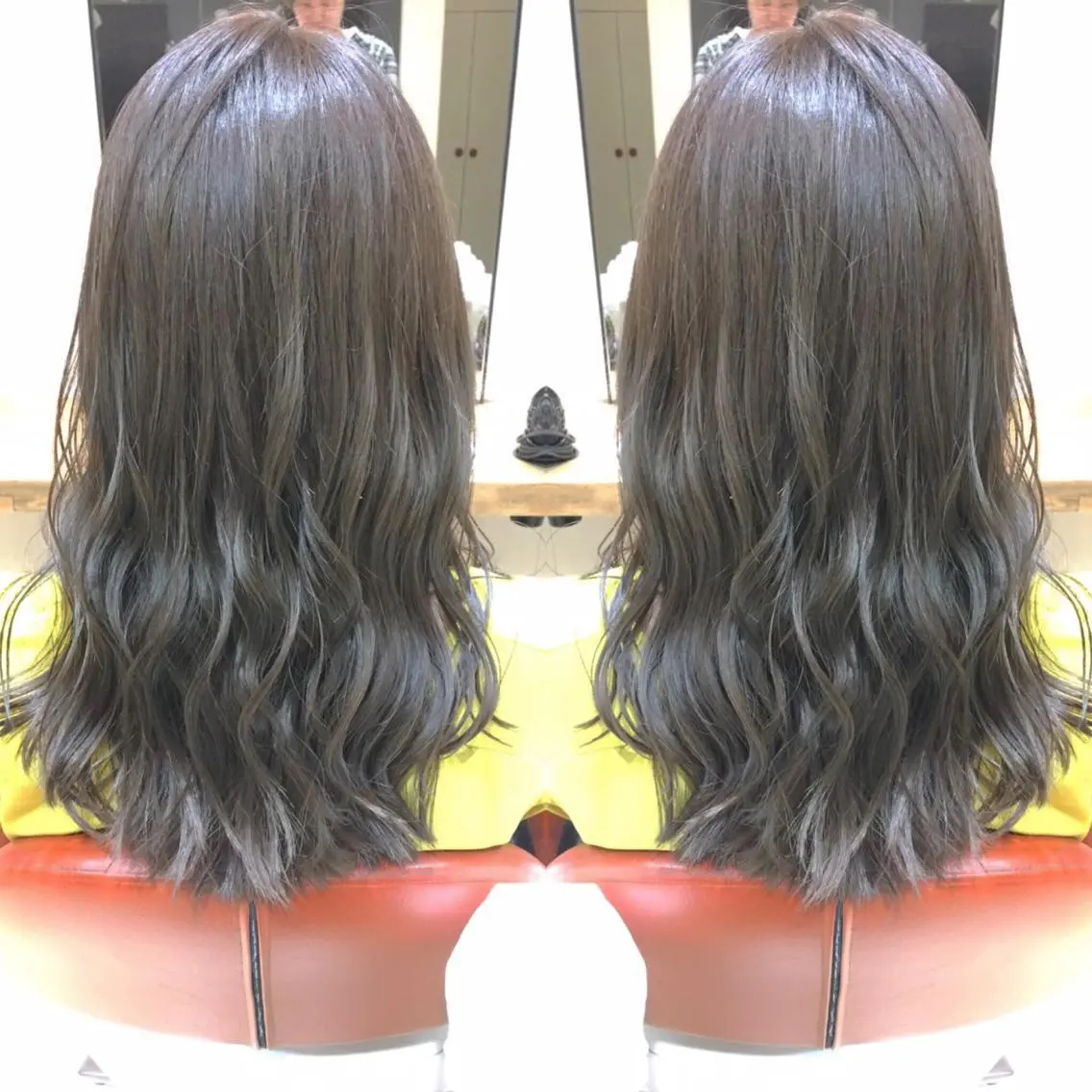 ロング カラー パーマ ヘアアレンジ グレージュ エグチ アキラのヘアスタイル
