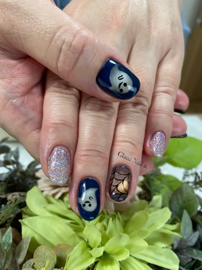 ネイル ジェルネイル ハロウィン マグネットネイル Glanz  Nail aのネイルデザイン