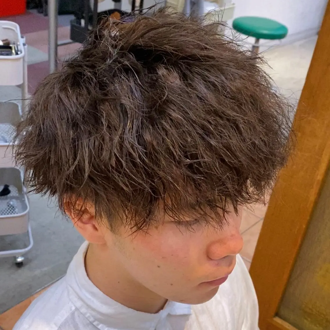 ショート パーマ メンズ メンズパーマ カット ヘアカラー ヘッドスパ メンズ/韓国レイヤー /透明感カラー那須野のヘアスタイル