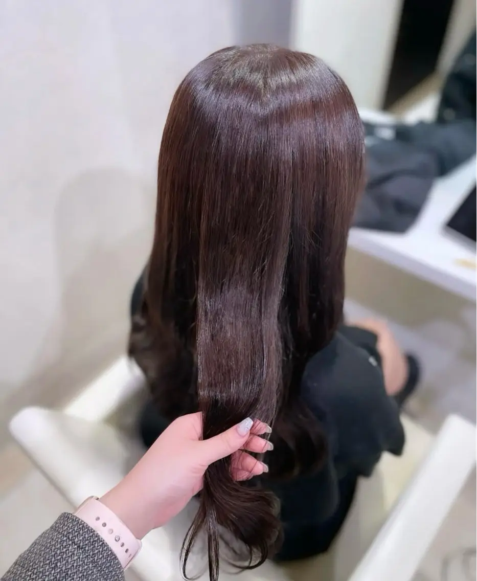 ロング カット ヘアカラー トリートメント 大人ガーリーベージュ カラー/新宿/ふたばのヘアスタイル