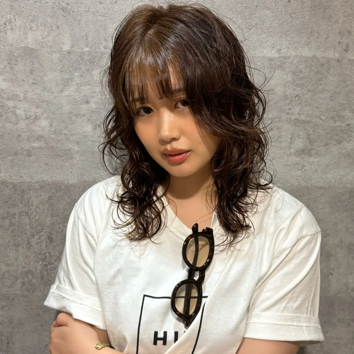 セミロング カット パーマ パーマモデル募集中 渥美翔人のヘアスタイル