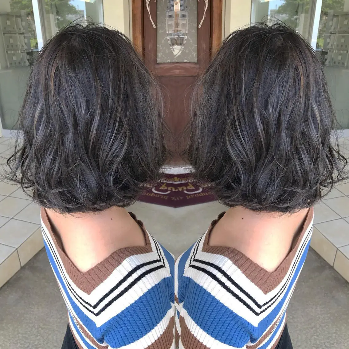 ミディアム カラー グレージュ ネイビーカラー カット ヘアカラー トリートメント grand juteのヘアスタイル