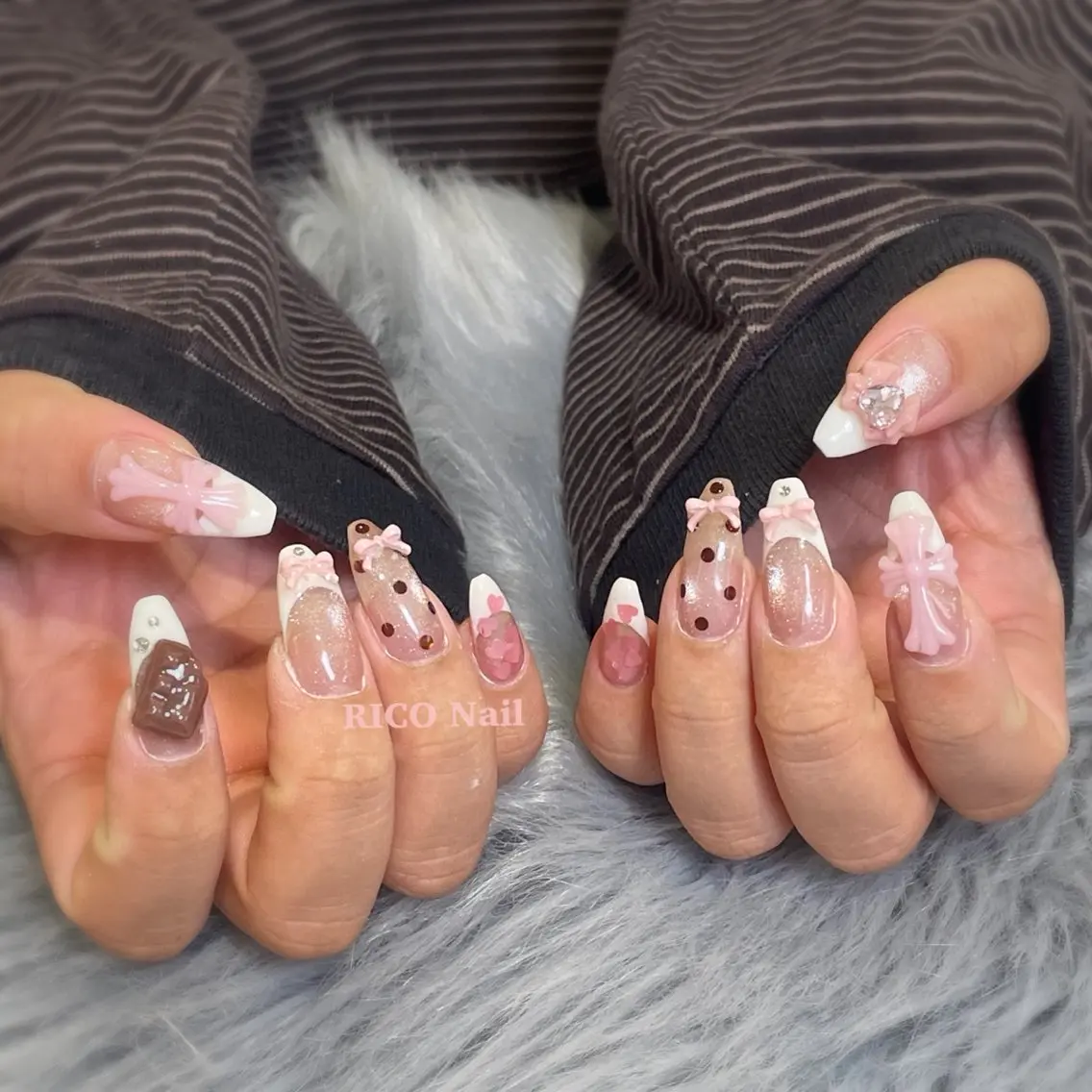ネイル ハンドネイル RICO Nail パーツつけ放題🌈のネイルデザイン