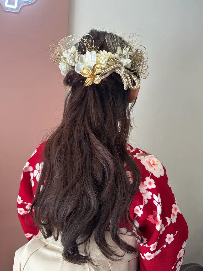 ロング ヘアアレンジ ハーフアップ 着付け pep natsumiのヘアスタイル