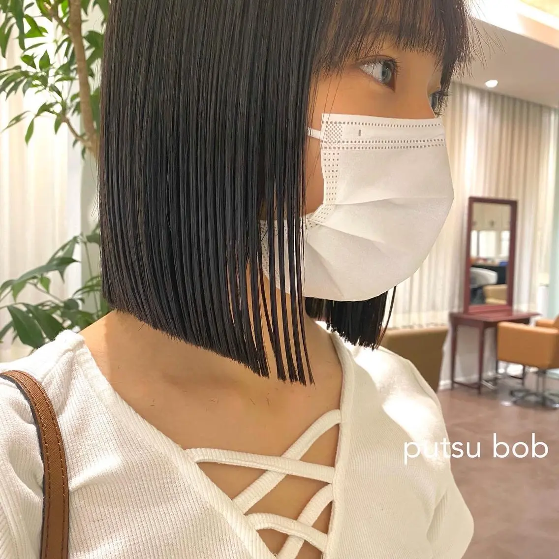ミディアム 縮毛矯正ボブ&顔まわ レイヤー♡TOMOEのヘアスタイル