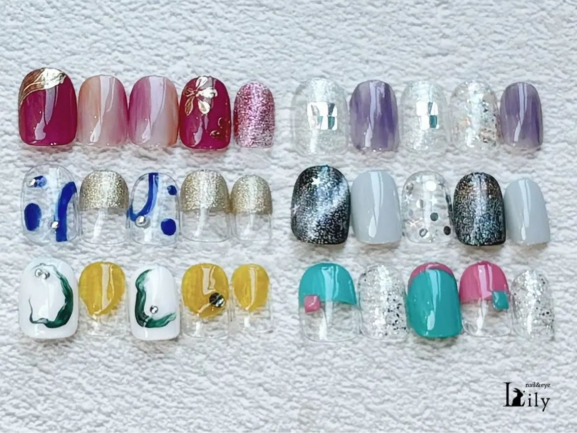 ネイル ジェルネイル パラジェル ショートネイル nail&eye Lily 住道のネイルデザイン