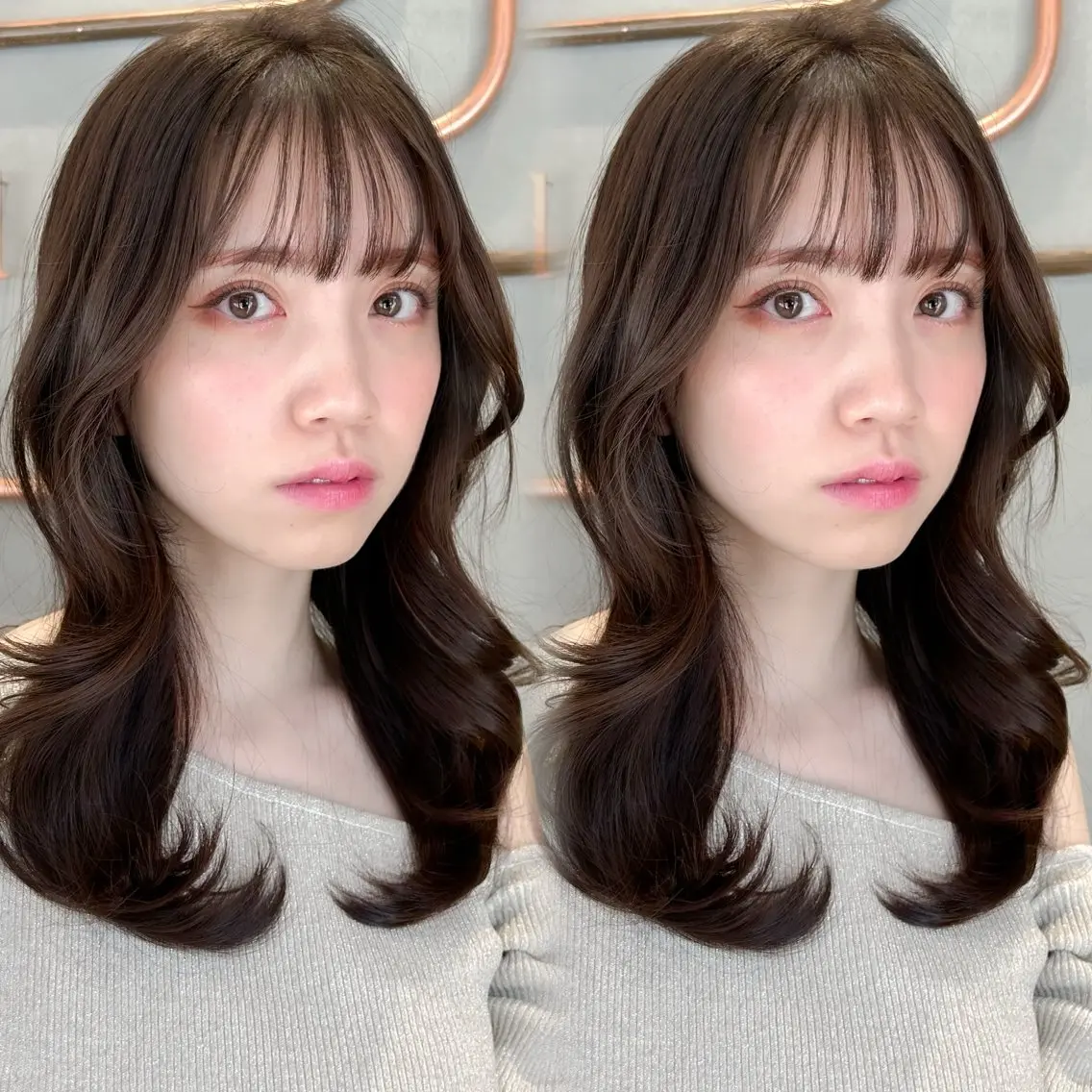 セミロング カラー 透明感カラー 韓国風ヘア レイヤーカット ヘアカラー 韓国ヘア🇰🇷/縮 毛矯正🫧/木村和生のヘアスタイル