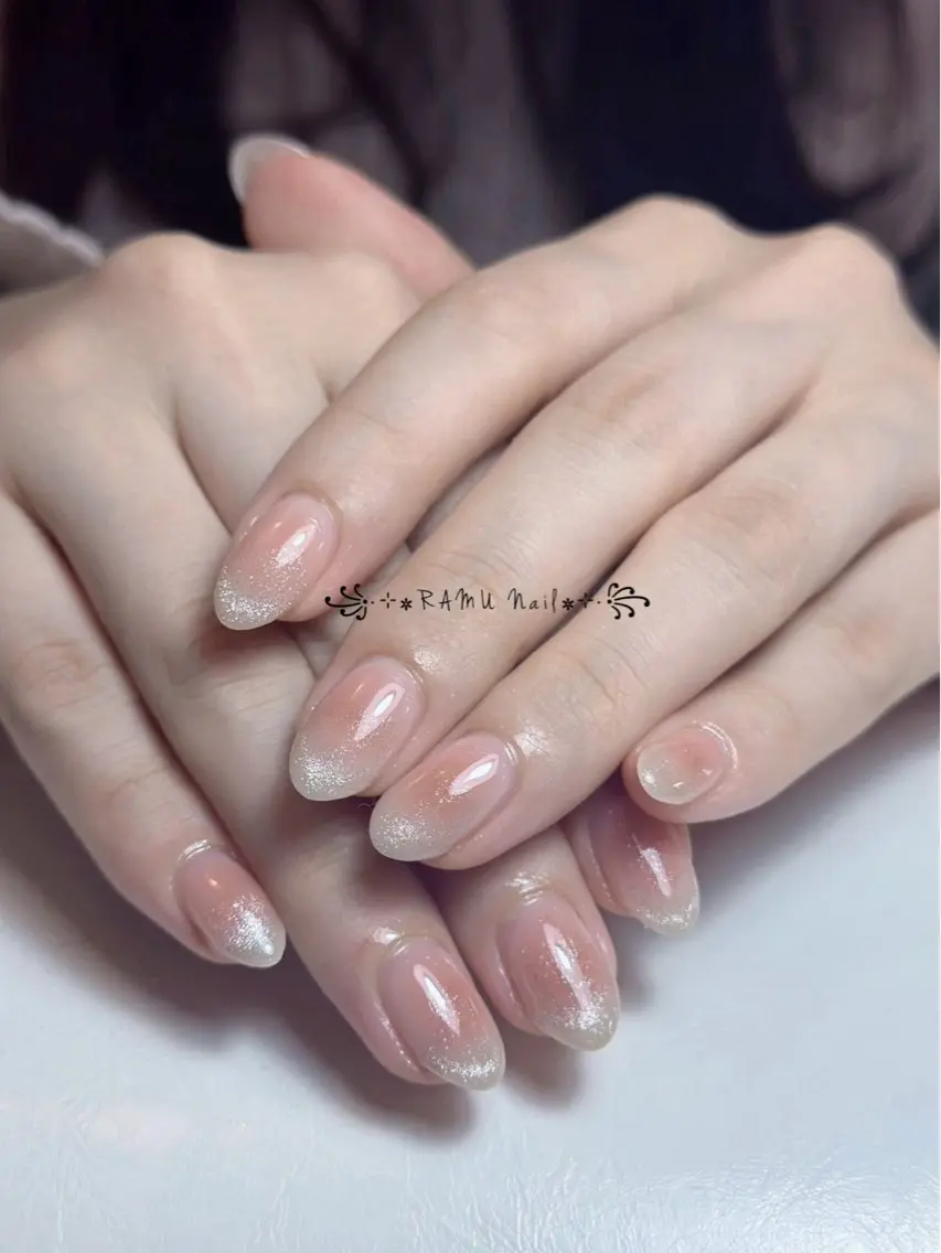 ネイル チークネイル フレンチネイル グラデーション キラキラネイル 韓国ネイル RAMU Nail 恵比寿店のネイルデザイン