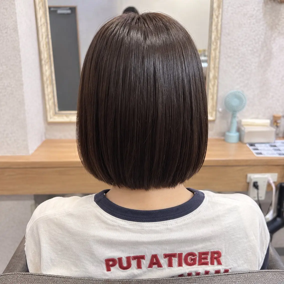 ミディアム ボブ カット 縮毛矯正 トリートメント ショート✖️縮毛矯正 ✂️秋山知穂✂️のヘアスタイル