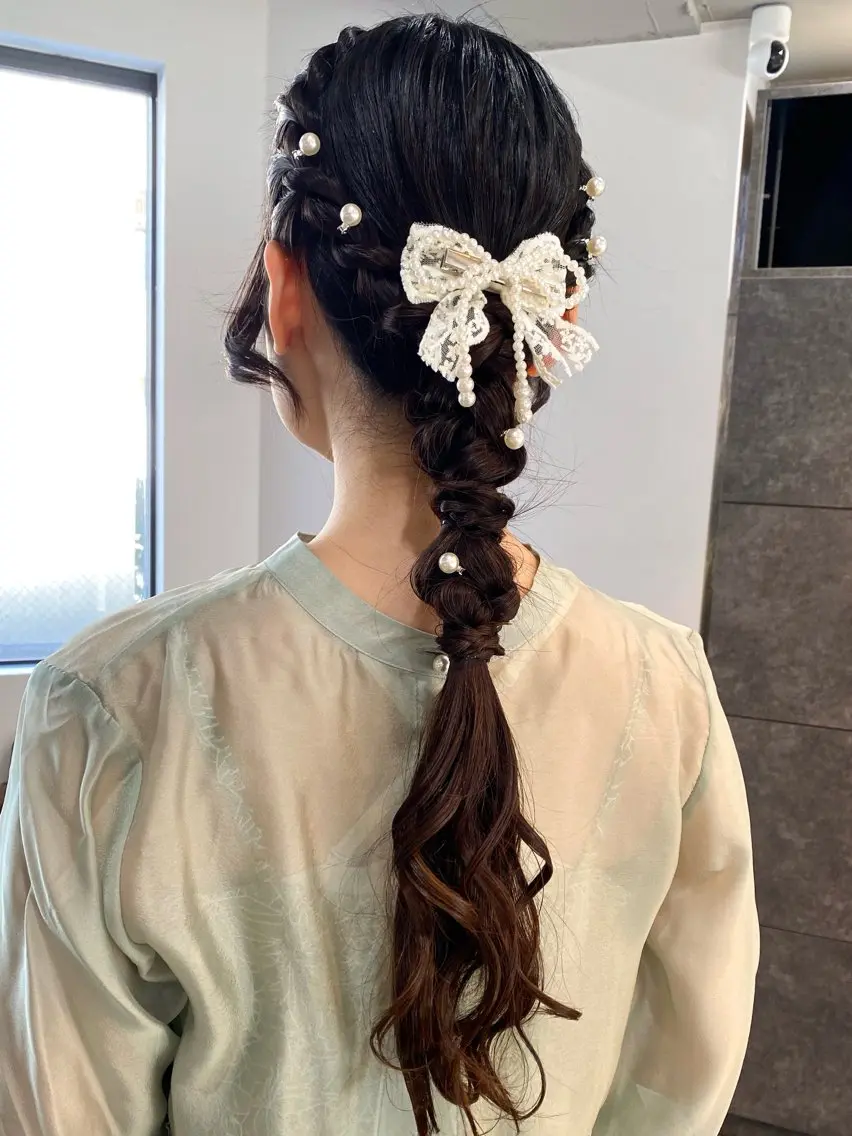 ロング ヘアアレンジ ポニーテール ヘアセット 🌼髪質改善 アレンジ🌼のヘアスタイル